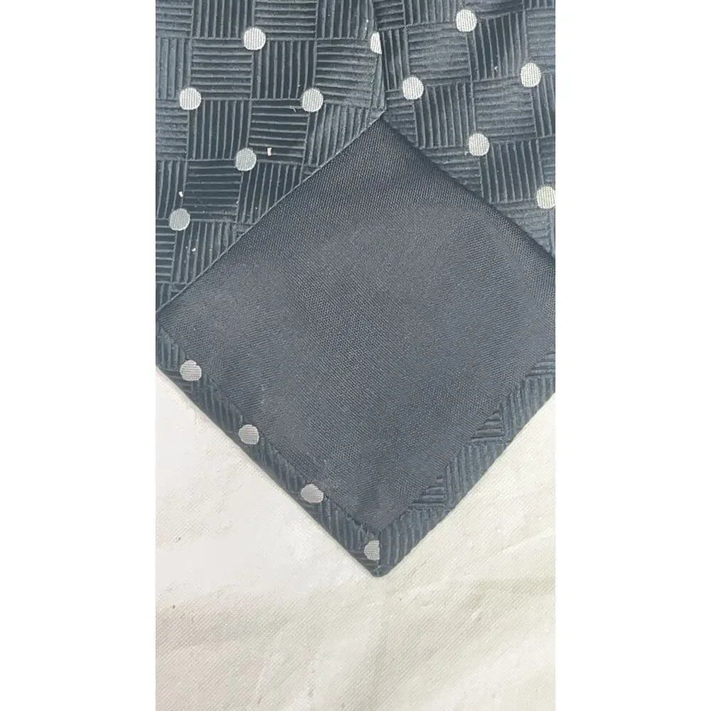 GEOFFREY BEENE - Silk Tie - Black Gray Polka Dot - Made in U.S.A